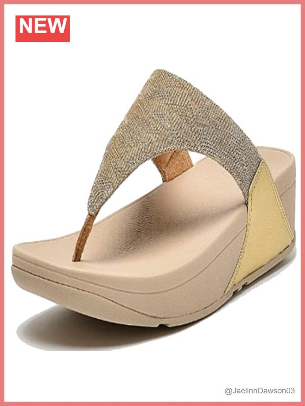 Women's Glitter Toe-Post Sandals Slip-On Wedge